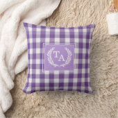 Lila Gingham Monogram Wappen Kissen (Decke)