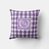 Lila Gingham Monogram Wappen Kissen (Rückseite)