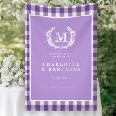 Lila Gingham Monogram Wappen Wedding Welcome Banner