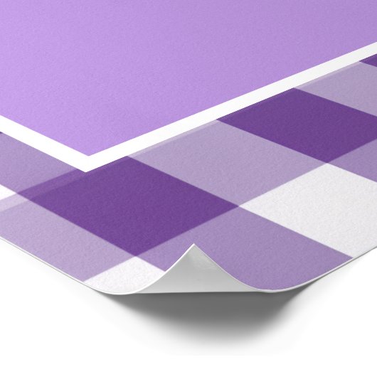 Lila Gingham Monogram Wappen Wedding Welcome Poster (Ecke)