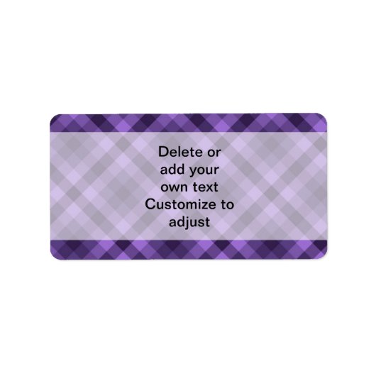 Lila Gingham-Muster Adressaufkleber (Vorne)