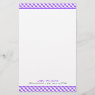 Lila Gingham-Muster Briefpapier