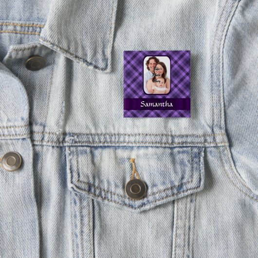 Lila Gingham-Muster Button (Beispiel)