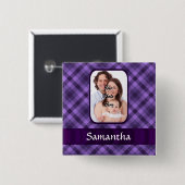 Lila Gingham-Muster Button (Vorne & Hinten)