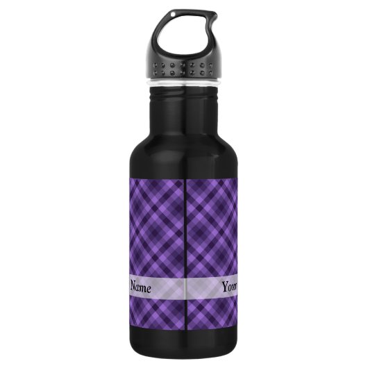 Lila Gingham-Muster Edelstahlflasche (Vorderseite)