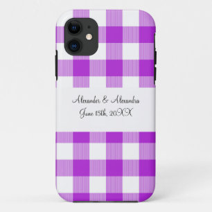Lila Gingham-Muster-Gastgeschenke Hochzeiten Case-Mate iPhone Hülle