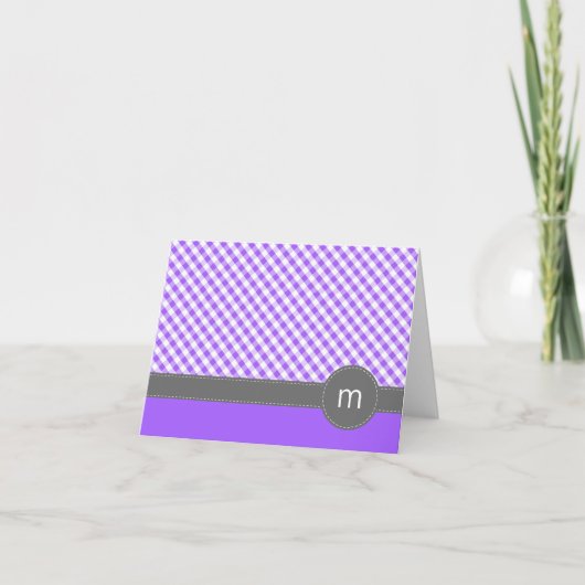 Lila Gingham-Muster geflochtene Mitteilungskarten (Vorderseite)