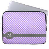 Lila Gingham-Muster-Gewohnheits-Monogramm Laptopschutzhülle (Vorderseite)