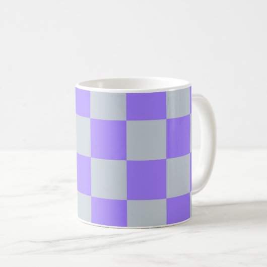 Lila Gingham-Muster Kaffeetasse (VorderseiteRechts)