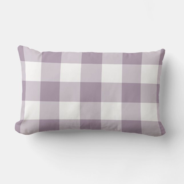Lila Gingham-Muster Lendenkissen (Vorderseite)