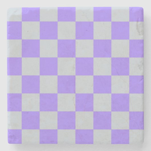 Lila Gingham-Muster Steinuntersetzer (Vorderseite)