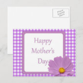 Lila Gingham Mütter Day Postkarte (Vorne/Hinten)