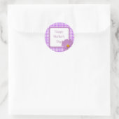 Lila Gingham Mütter Day Runder Aufkleber (Tasche)