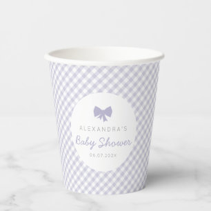 Lila Gingham-niedliche Bogen-Babydusche Pappbecher