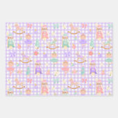 Lila Gingham Nussknacker Geburtstag Geschenkpapier Set (Vorderseite 2)