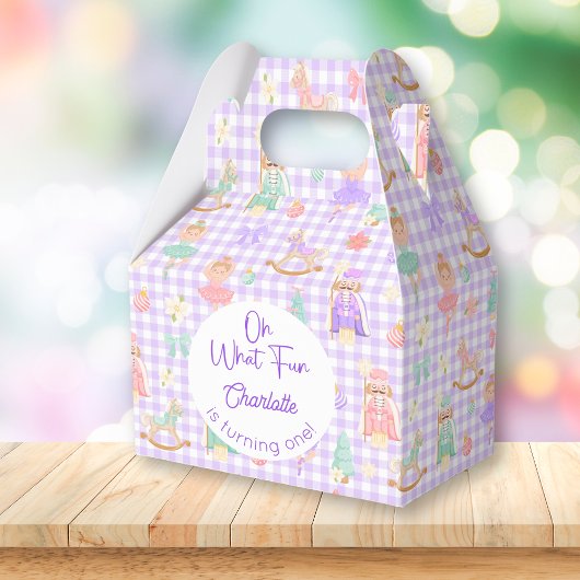 Lila Gingham Nussknacker Geschenkbox Geschenkschachtel