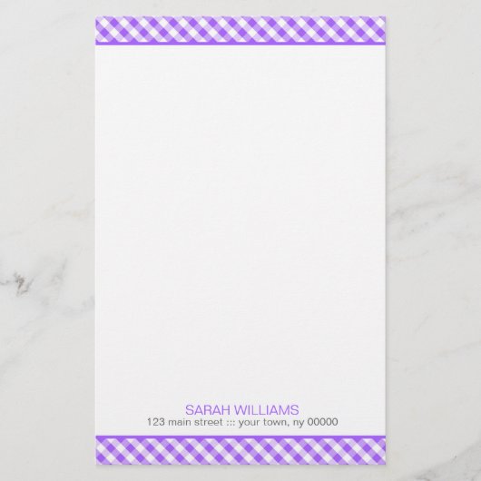 Lila Gingham Pattern Briefpapier (Vorderseite)