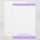 Lila Gingham Pattern Briefpapier (Vorne/Hinten)