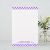 Lila Gingham Pattern Briefpapier (Stehend Vorderseite)