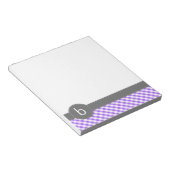 Lila Gingham Pattern Monogram Notepad Notizblock (angewinkelt)