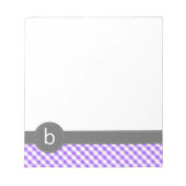 Lila Gingham Pattern Monogram Notepad Notizblock (Vorderseite)