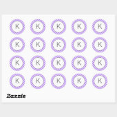 Lila Gingham Pattern Monogram Stickers (Blatt)