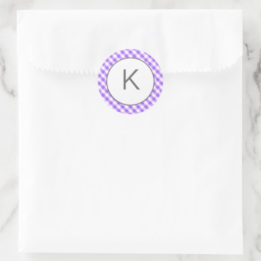 Lila Gingham Pattern Monogram Stickers (Tasche)