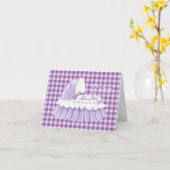 Lila Gingham Ruffled Bassinet Blank Notecard Karte (Gelbe Blume)