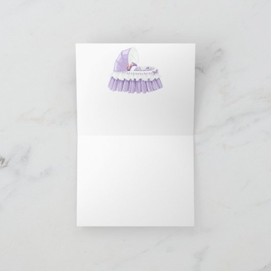 Lila Gingham Ruffled Bassinet Blank Notecard Karte (Innenseite)