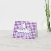 Lila Gingham Ruffled Bassinet Blank Notecard Karte (Vorderseite)