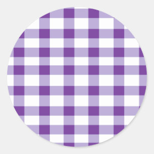 Lila Gingham Runder Aufkleber