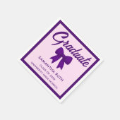 Lila Gingham-Schleife Abschlussfeier Serviette (Ecke)