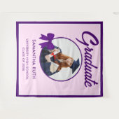 Lila Gingham-Schleife Foto Abschlussfeier Hintergr Wandteppich (Vorderseite (Horizontal))