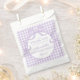 Lila Gingham-Schmetterlings-Schleifen-Geburtstagsf Geschenktütchen