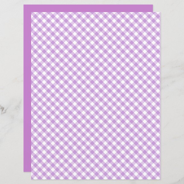 Lila Gingham Scrapbook Paper (Vorne/Hinten)
