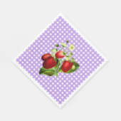 Lila Gingham & Strawberries Lunch Paper Napkin Serviette (Ecke)