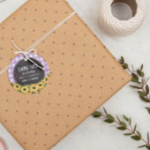 Lila Gingham & Sunflowers Baby-Q Dusche Danke Yo Geschenkanhänger