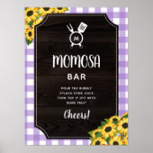 Lila Gingham Sunflowers Monogram Momosa Bar Poster (Vorne)