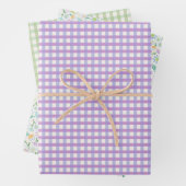 Lila Gingham und Floral Wrapping Paper Sh Geschenkpapier Set (Beispiel)