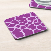 Lila Giraffe Art Getränkeuntersetzer (Linke Seite)