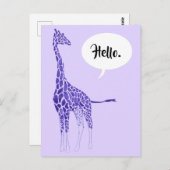 Lila Giraffe auf Lavendel Hallo Postkarten (Vorne/Hinten)