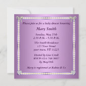 Lila Giraffe Diamond Bow Kinderdusche Einladung (Rückseite)