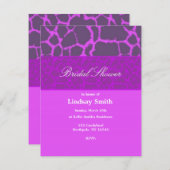 Lila Giraffe Muster Bridal Dusche Einladung (Vorne/Hinten)