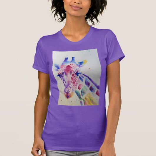 Lila Giraffe niedliche Wasserfarben Frauen im Shir T-Shirt (Vorderseite)