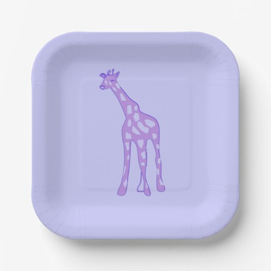 lila Giraffe Pappteller (Vorderseite)