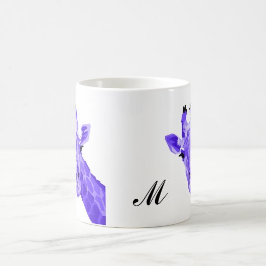 Lila Giraffe Pop Art Monogram Tasse (Mittel)