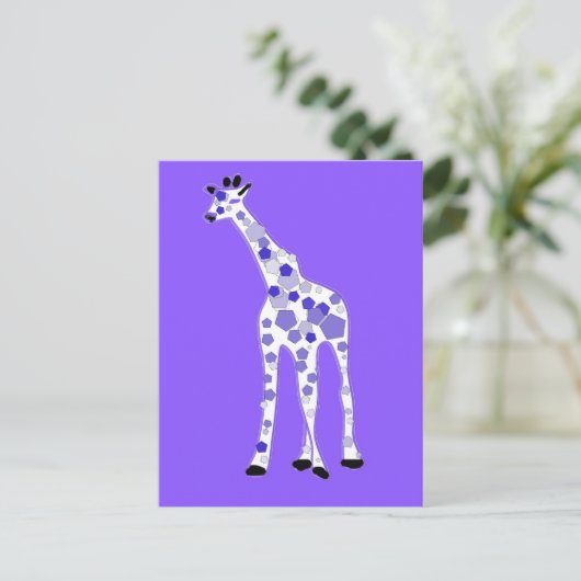 LILA Giraffe Postkarte (Stehend Vorderseite)