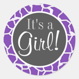 Lila Giraffe Runder Aufkleber