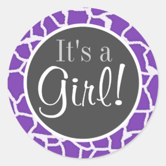 Lila Giraffe Runder Aufkleber