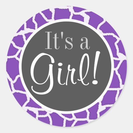 Lila Giraffe Runder Aufkleber (Vorderseite)